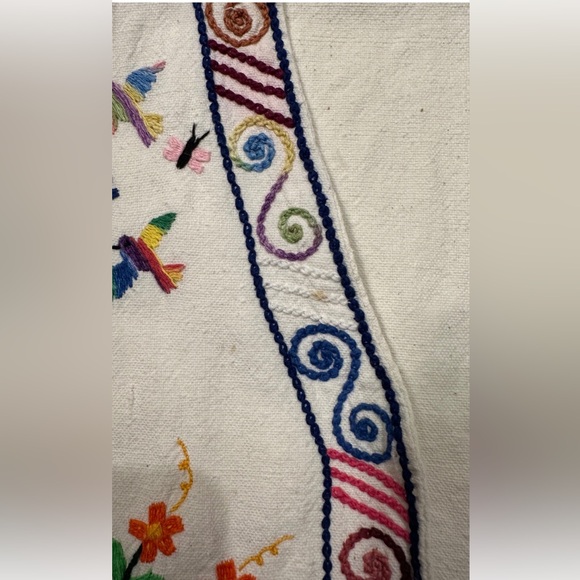 Handmade Embroidered Cotton Vest, Lined, Colorful Detailed Embroidery, OS - Picture 6 of 7